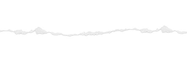 Gray tear across white background Dividing Tear Paper at the edge of stock pictures, royalty-free photos & images