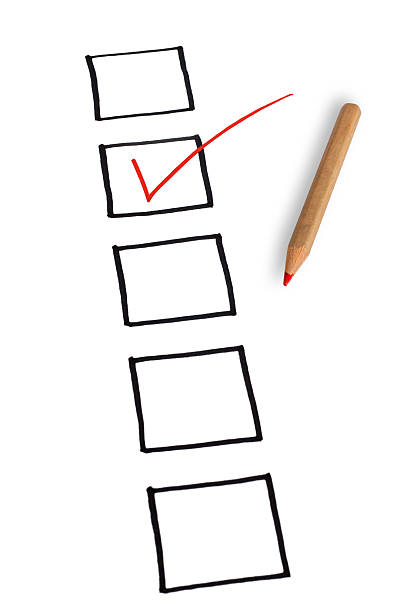 Checklist With Pencil Checklist with red checkmark and pencil, isolated on white background. checkbox photos stock pictures, royalty-free photos & images