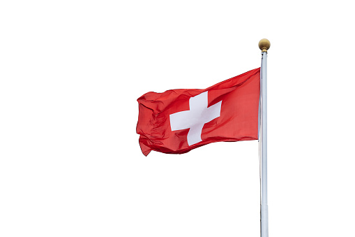 Swiss Flag Fluttering in the Wind