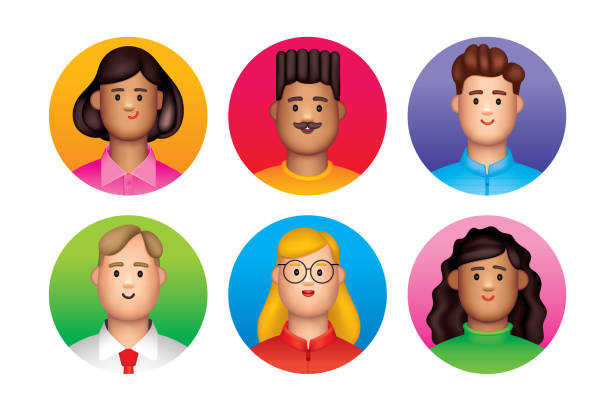 stockillustraties, clipart, cartoons en iconen met 3d avatars in circles - avatar