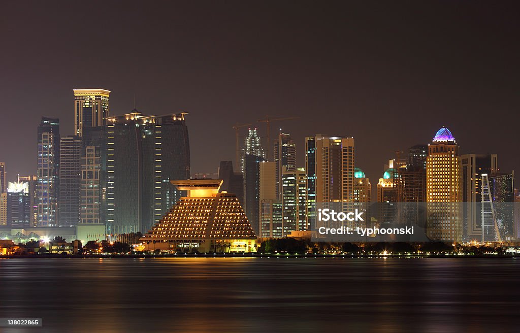 Doha, Qatar Doha city skyline at night, Qatar, Middle East Arabia Stock Photo