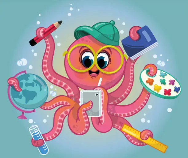Vector illustration of Octopus Student
