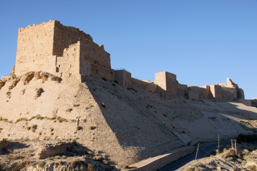 View of the citadel of the crusader castle of Karak destroyed by Saladin.