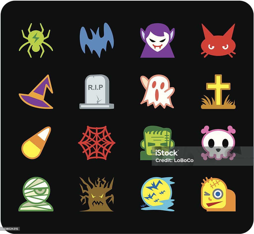 ハロウィーンのアイコン - おやつのロイヤリティフリーベクトルアート