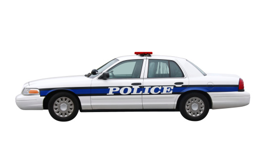 A police car isolated on white (with clipping path).