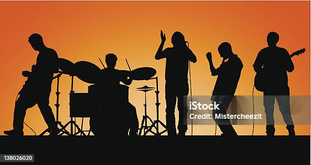 Ilustración de Banda Tiempo y más Vectores Libres de Derechos de Grupo de interpretación musical - Grupo de interpretación musical, Silueta, Banda de rock