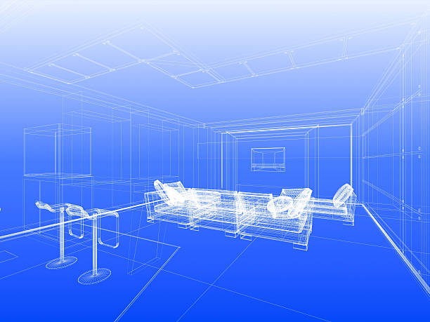 40+ Design Of A Living Room Abstract Wire Frame Render Stock Photos ...