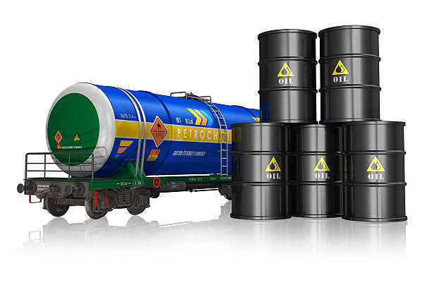 нефтяной и газовой промышленности, концепция - commercial land vehicle man made object land vehicle rail freight стоковые фото и изображения