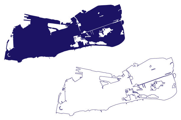 остров ки-уэст (соединенные штаты америки, флорида, северная америка, карибские острова, сша,) векторная иллюстрация карты, эскиз каракуля к� - florida cartography map florida keys stock illustrations
