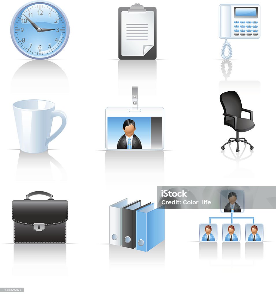 Ícones do negócio e de escritório - Vetor de Assento royalty-free