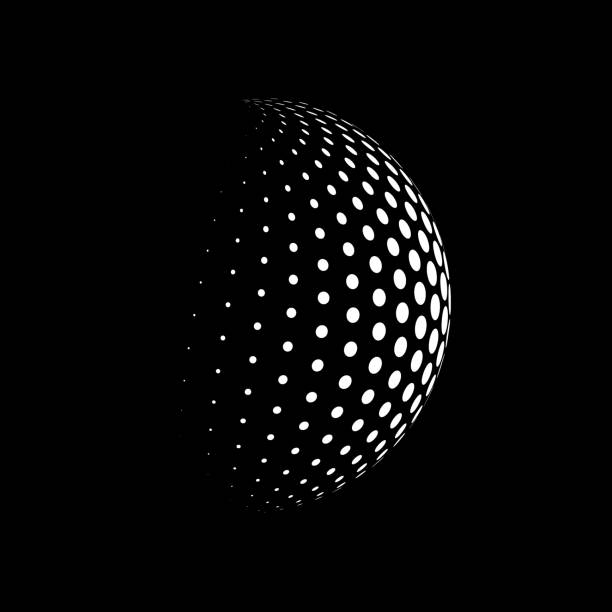Decorative hemisphere with black circles on a white background. Vector 3d graphics.Design elements for advertising flyer, brochure layout, presentation layout, brochure template, book cover. eps 10 Decorative hemisphere with black circles on a white background. Vector 3d graphics.Design elements for advertising flyer, brochure layout, presentation layout, brochure template, book cover. 3d render stock illustrations