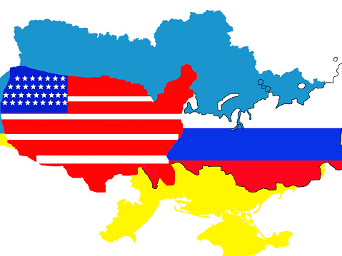 Map of Russia USA and Ukraine