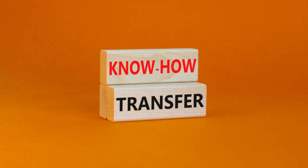 istock Know-how transfer symbol. Concept words Know-how transfer on wooden blocks on beautiful orange table orange background, copy space. Business, innovation and know-how transfer concept. 1380279768