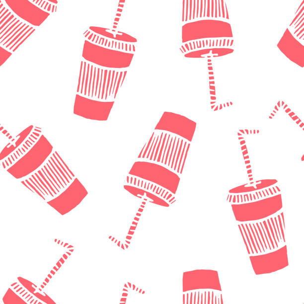 ilustrações de stock, clip art, desenhos animados e ícones de drink illustration vector pattern on white background - drink sport cola can