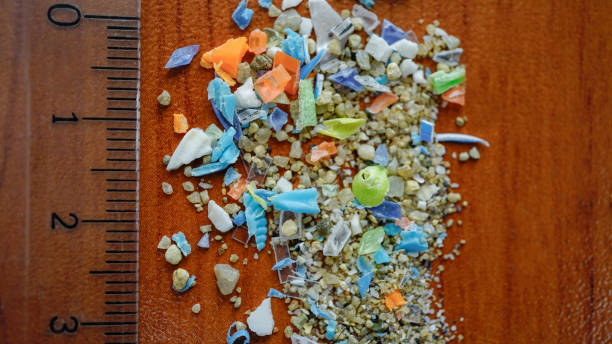 Macro shot of authentic real microplastics stock photo