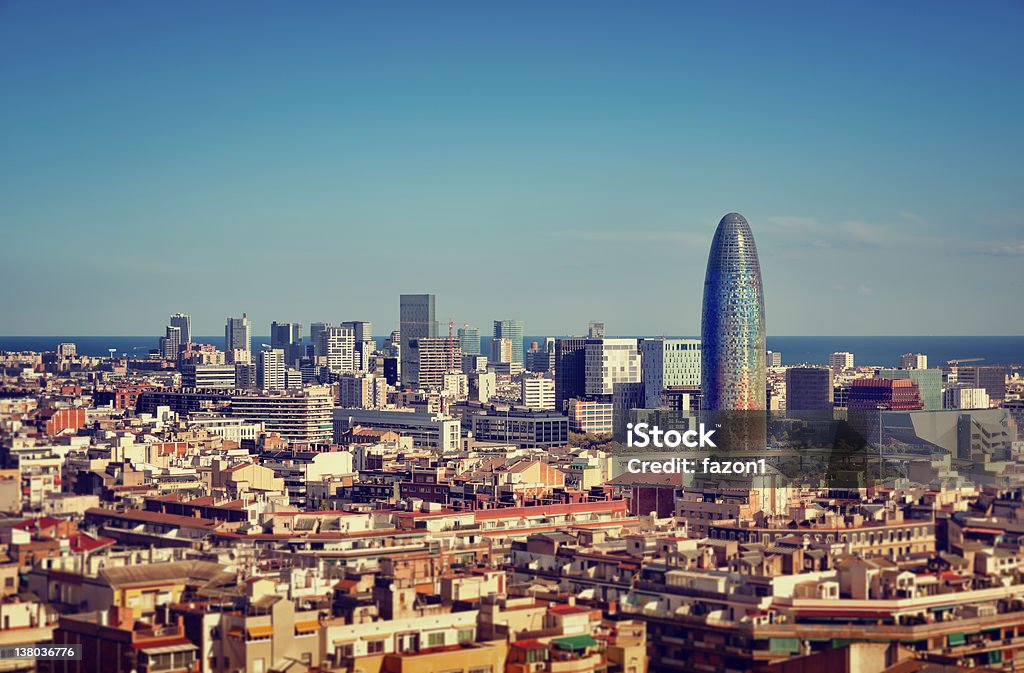 Barcelona`s Financial District Barcelona`s skyline with skyscrapers. Barcelona - Spain Stock Photo