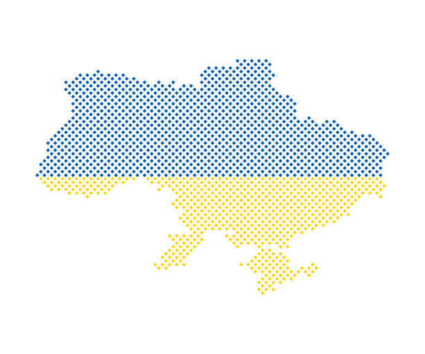 ukraine map pixelated - 國家地圖 幅插畫檔、美工圖案、卡通及圖標