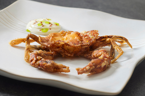 Crispy Soft Shell Crab With Garlic Aioli and Korean Chilli Powder