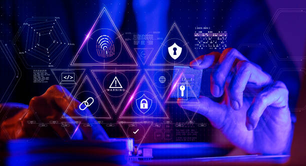 Cybersecurity cybercrime internet scam business, Cyber security platform privacy protection digital network technology computer virus attack defense, VPN identity privacy data hacking protection firewall