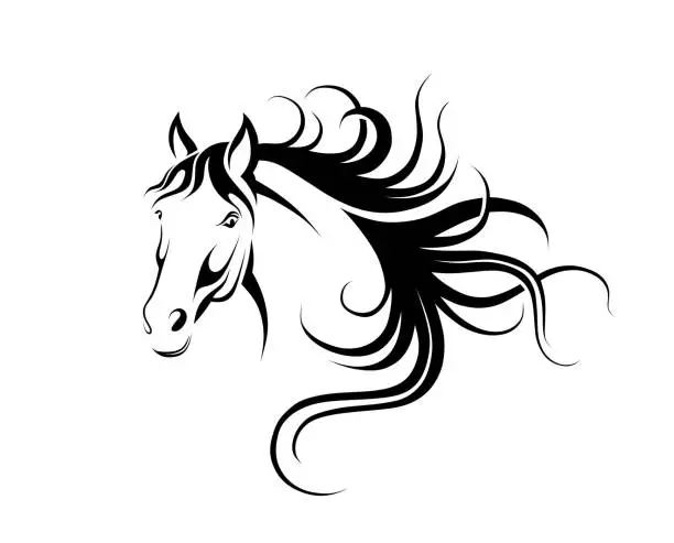 Vector illustration of Silhouette head horse. vector illustration