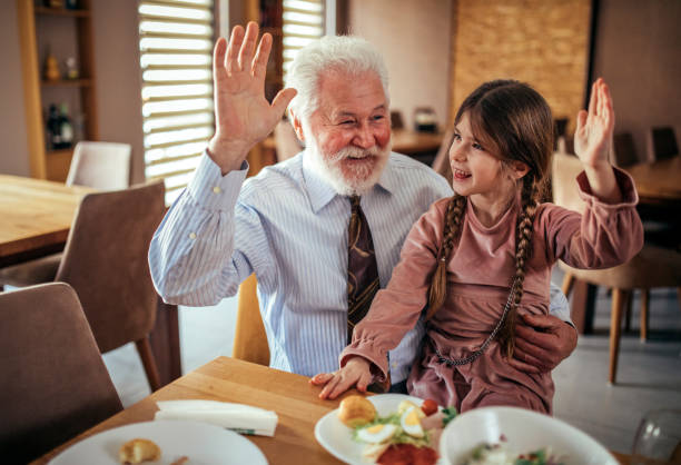 multi generational family in a restaurant