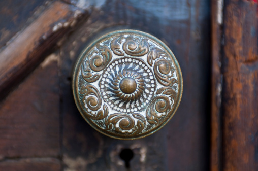 Antique brass door knob.