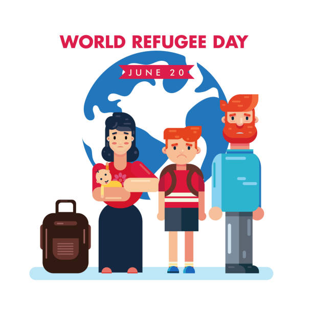 ilustrações, clipart, desenhos animados e ícones de vetor do dia mundial dos refugiados 20 de junho modelo de design, cartão de saudação criativo ou ilustração vetorial de banner - cimeira da integração