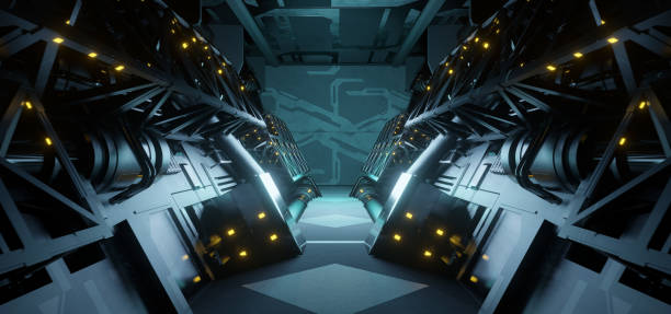 istock Modern Digital Simulation Digital Future Spaceship Innovative Light Grey Colors Background Wallpaper Concept Art Technology Used For Clubs 3D Illustration 1380435897