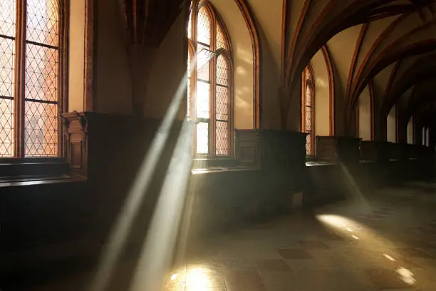 Photo of Ray of light in abbey corridor