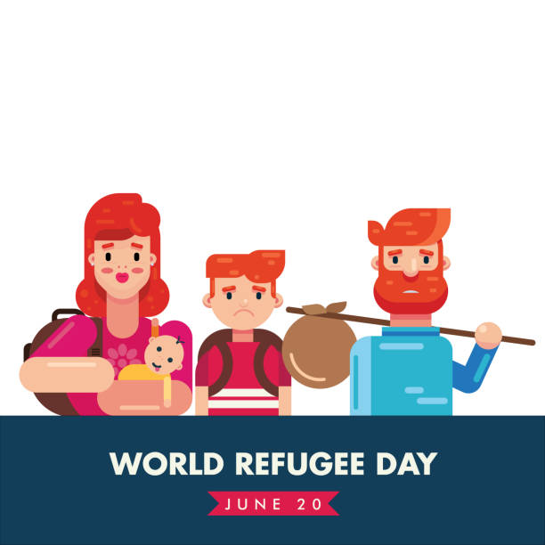 ilustrações, clipart, desenhos animados e ícones de dia mundial dos refugiados, 20 de junho, com modelo de pôster de pôster de ilustração de desenho animado familiar - cimeira da integração