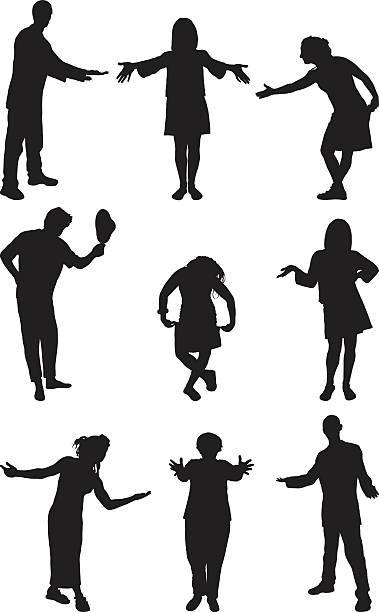 Welcome and Presenting Silhouettes Nine silhouettes representing "welcome" or "presenting" (most can be used for both). curtseying stock illustrations