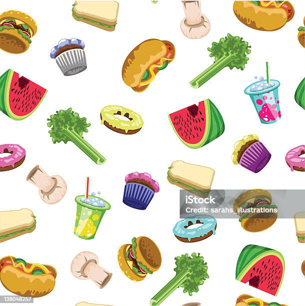 Food Pattern Locarb Hicarb Stock Illustration - Download Image Now - Melon, Soda, Celery