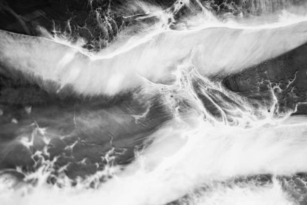 Black and white marble texture acrylic fluid art