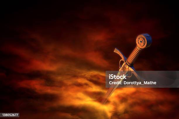 3d Illustration Of A Medieval Sword Stock Photo - Download Image Now - Sword, Fire - Natural Phenomenon, Light - Natural Phenomenon