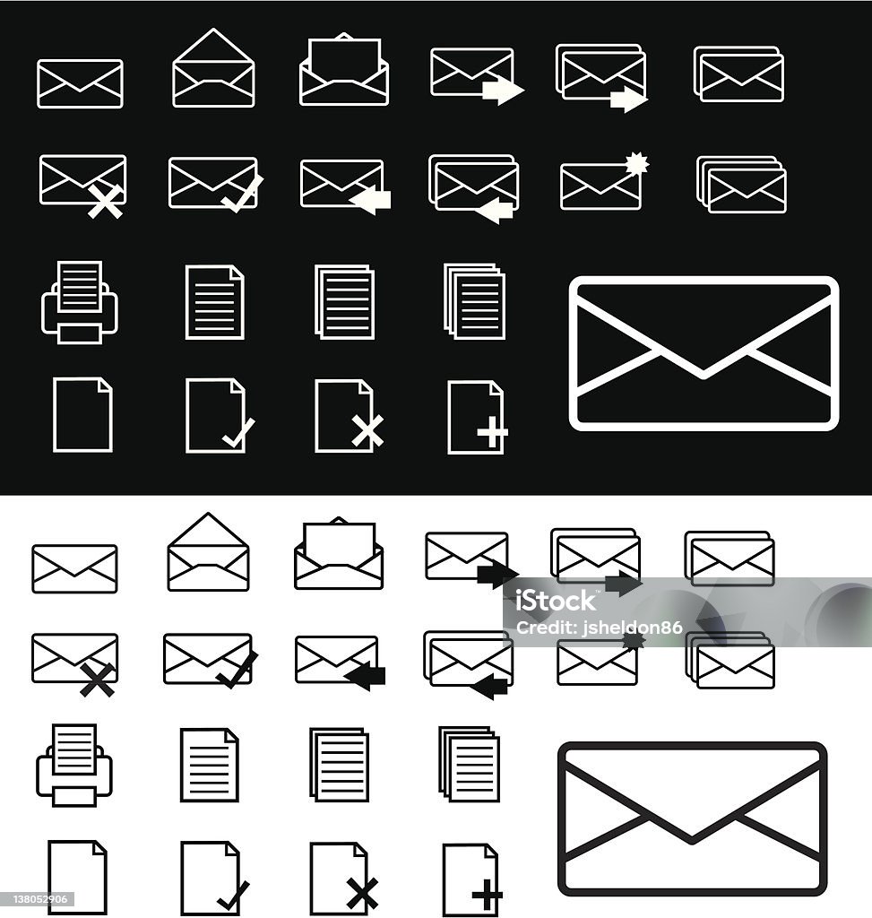 E-Mail/internet icons b & w - Lizenzfrei Arrangieren Vektorgrafik