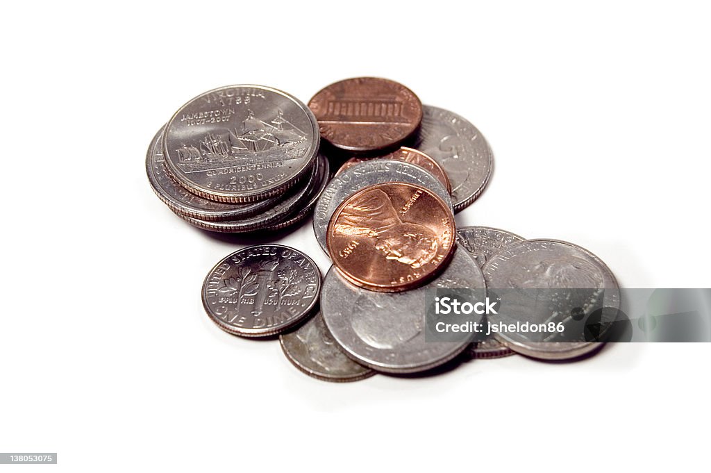 pile of coins a pile of random coins Buying Stock Photo