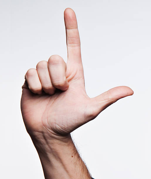 l - western script sign human hand human finger 뉴스 사진 이미지