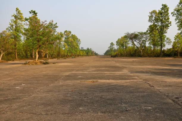 still intact world war 2 british air force runway in a jungle near bishnupur bakura west bengal india - grass area field air sky imagens e fotografias de stock