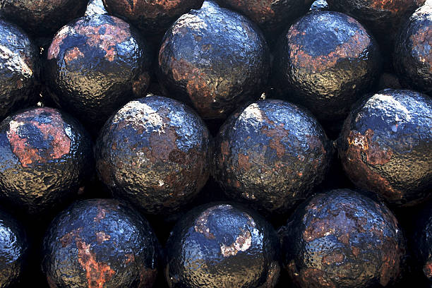 istock Close up of vintage cannonballs 138054829
