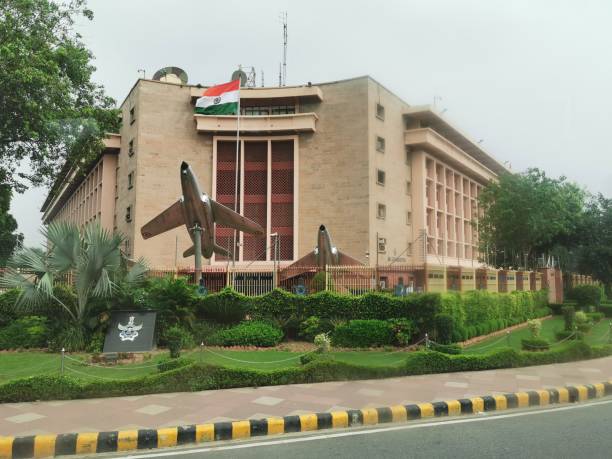Indian Air Force Headquarters (Vayu Bhawan), Rafi Marg, New Delhi. New Delhi, India - August 3, 2019 - Indian Air Force Headquarters (Vayu Bhawan), Rafi Marg. Top Government Coaching in Delhi stock pictures, royalty-free photos & images