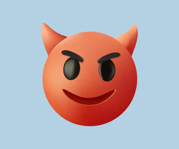 Vector illustration of Demon smileys vector. Bad devil smiley face or red emoticons with facial expressions and emotion like happy, angry.