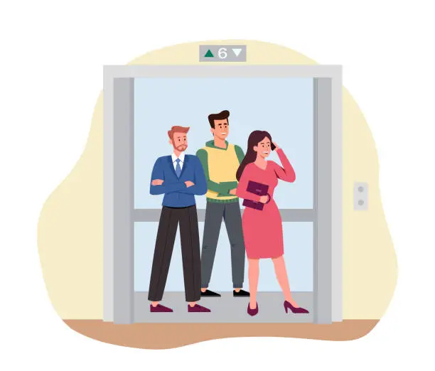 Vector illustration of People in elevator