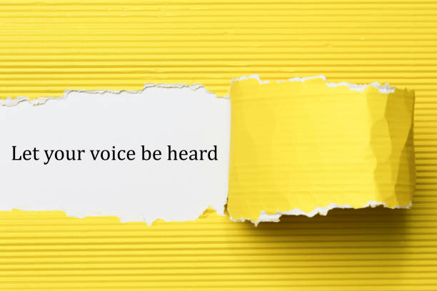 Let your voice be heard written under torn paper Let your voice be heard written under torn paper desire stock pictures, royalty-free photos & images