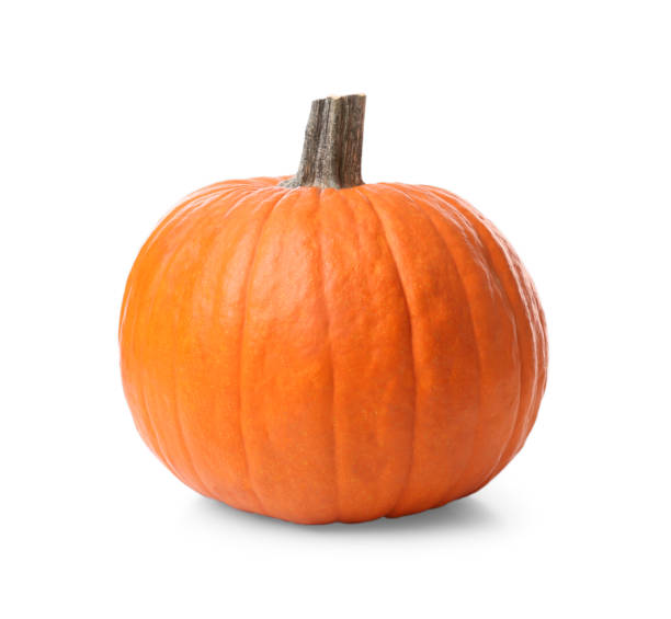 istock Ripe orange pumpkin isolated on white. Halloween decor 1380674598