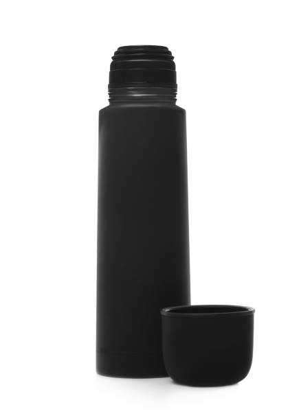 istock Modern black thermos and cup isolated on white 1380683332