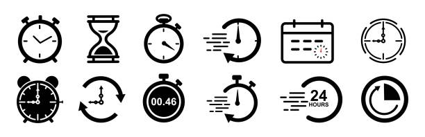 アイコンセットアラームとタイマークロック - icon set arrow sign symbol computer icon点のイラスト素材／クリップアート素材／マンガ素材／アイコン素材