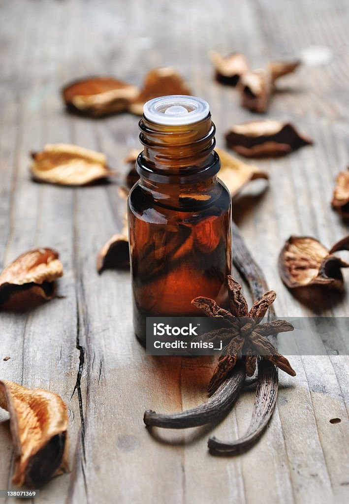 Essential Oil Essential oil with vanilla and anise seed Scented Stock Photo