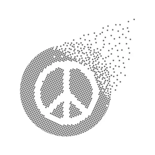 Vector illustration of Peace sign pixel dots. Symbol, freedom and world peace pixel art.