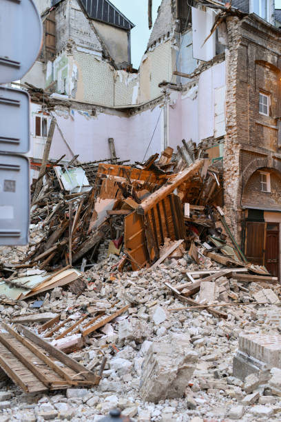 istock Ruins of a destroyed house after shelling 1380771262