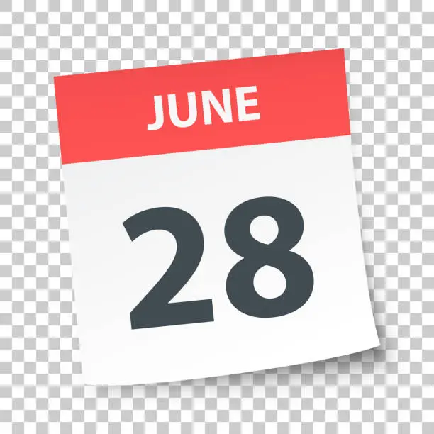 Vector illustration of June 28 - Daily Calendar on blank background